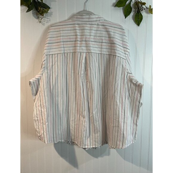 Maurices Womens Striped Button-Down Shirt 2X 100% Cotton White Multi-Color - Picture 10 of 13